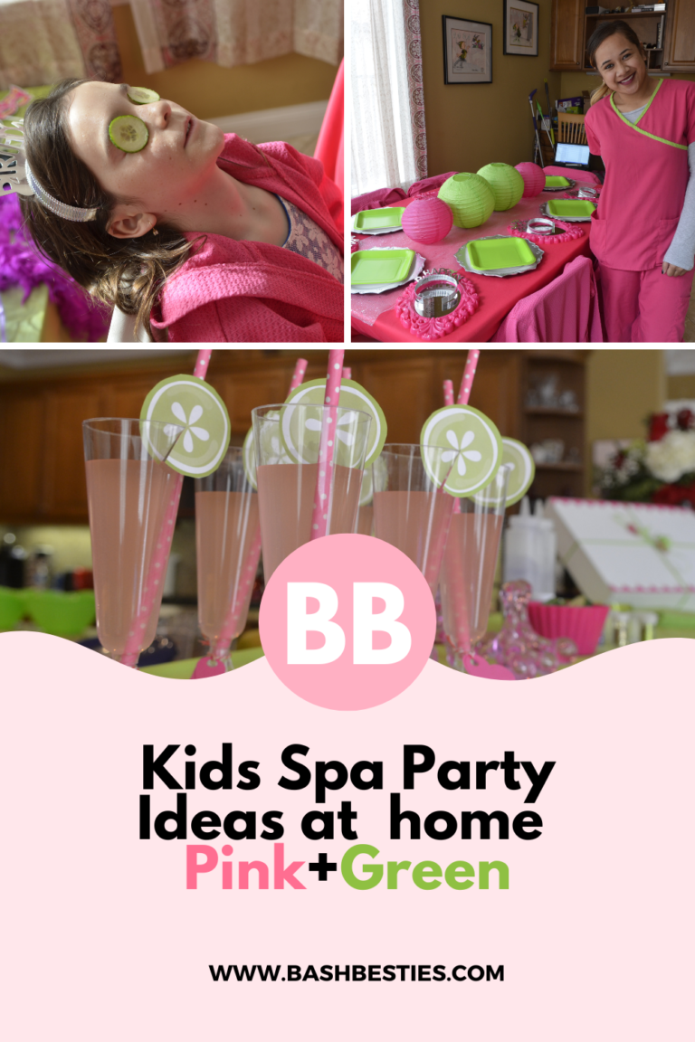 Pink and Green Kids Spa Party Ideas at Home