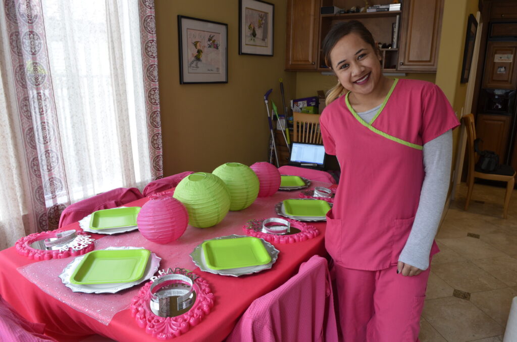 kids spa party setup