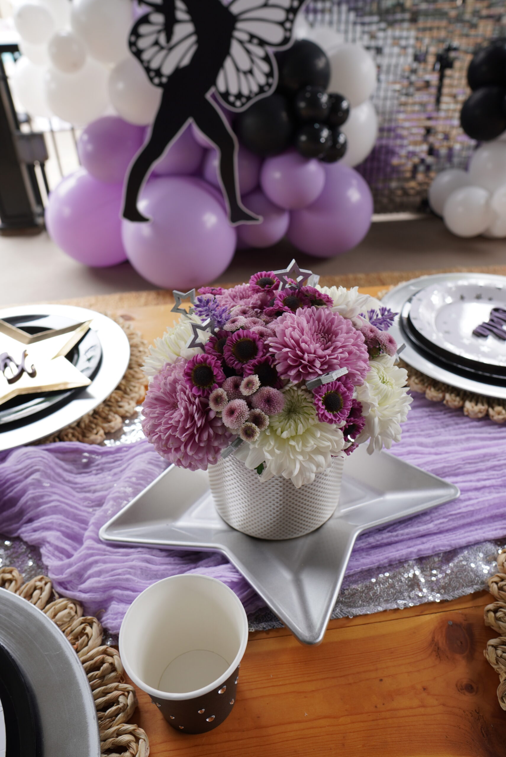 gymnastics-party-ideas-flower-centerpieces-bash-besties